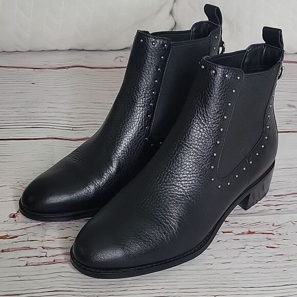COLE HAAN Black Waterproof Studded Ankle Boots Size 8.5 - Picture 3 of 8